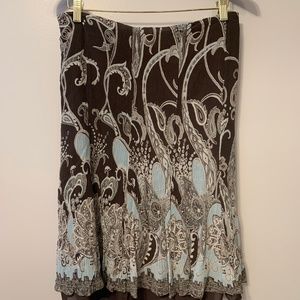 Ann Taylor Paisley Silk/Cotton Midi Skirt size 10